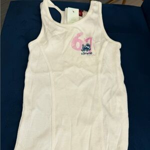 Chipie White Tank Top with Pink '61' and Navy Logo